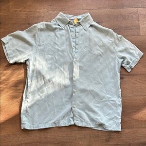 Claiborne Men's Casual Light Blue Silk Shirt ! Large